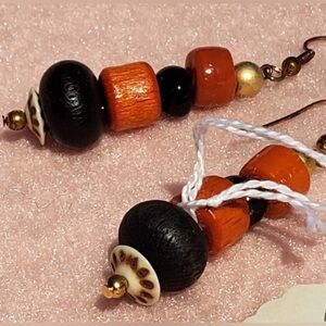 Wood & Acrylic Beaded Earrings - NWT - Hand Crafted